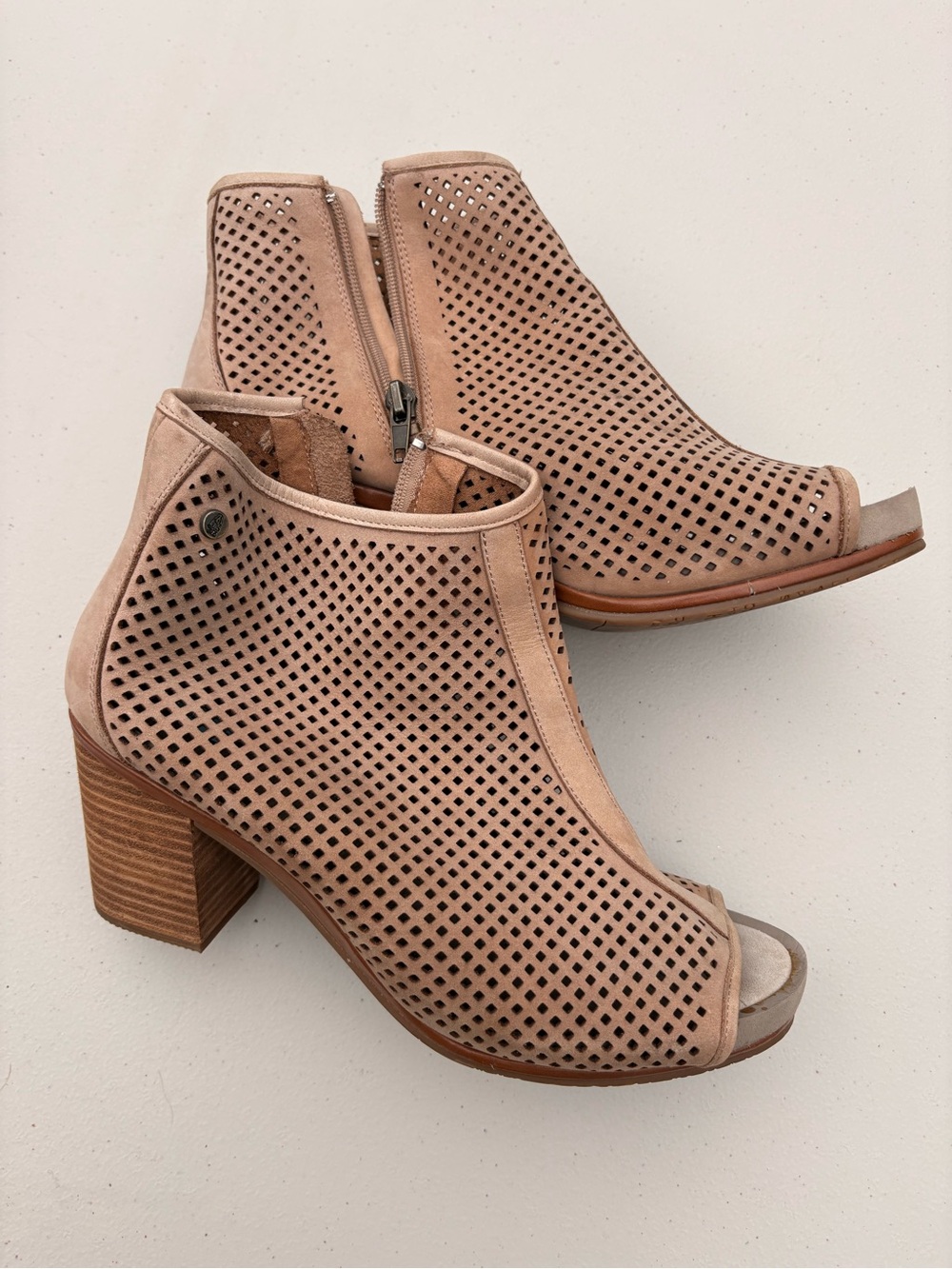 Hush Puppies Blush Perforated Peep-Toe Ankle Booties
